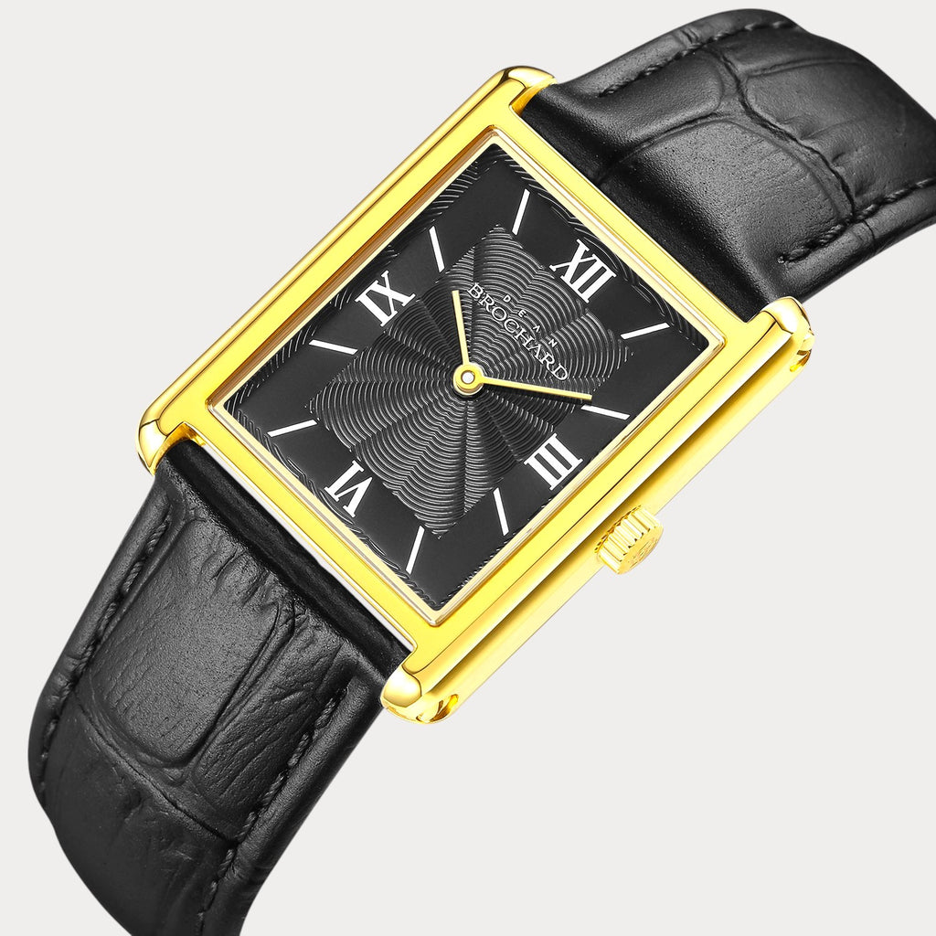 REVEUSE  CLASSIQUE GOLD 23MM WITH MYSTERIEUX BLACK CROCO