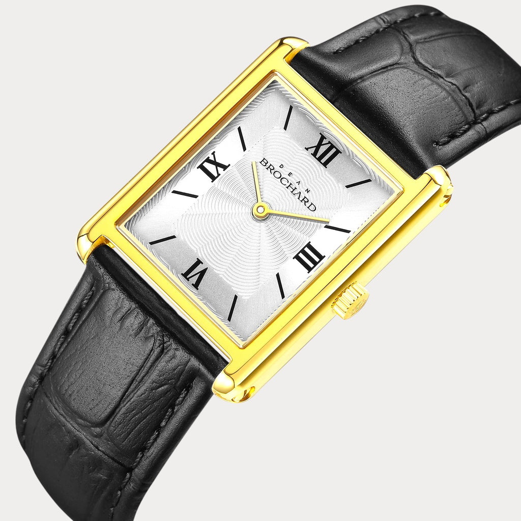 REVEUSE  CLASSIQUE GOLD 23MM WITH MYSTERIEUX BLACK CROCO