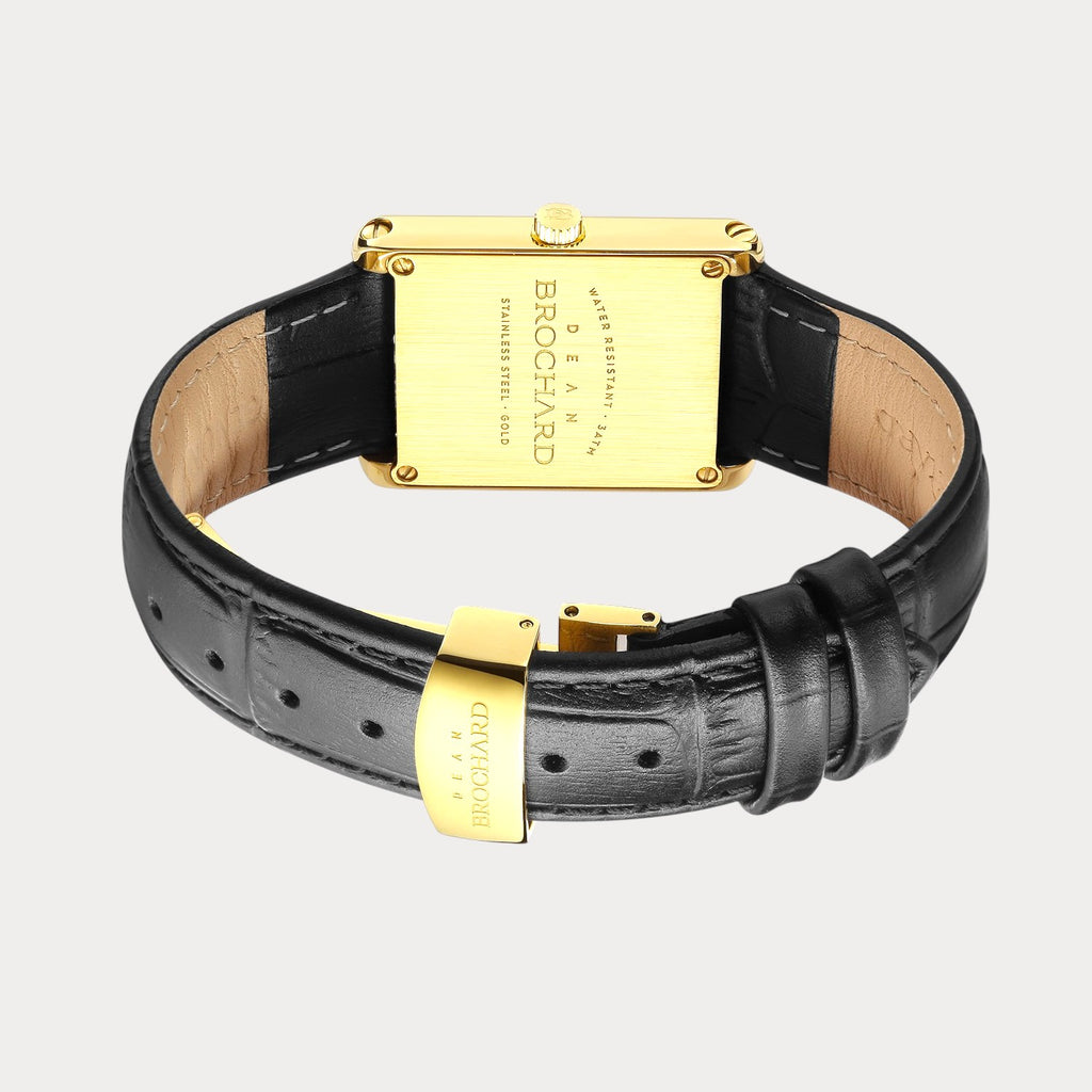 REVEUSE  CLASSIQUE GOLD 23MM WITH MYSTERIEUX BLACK CROCO