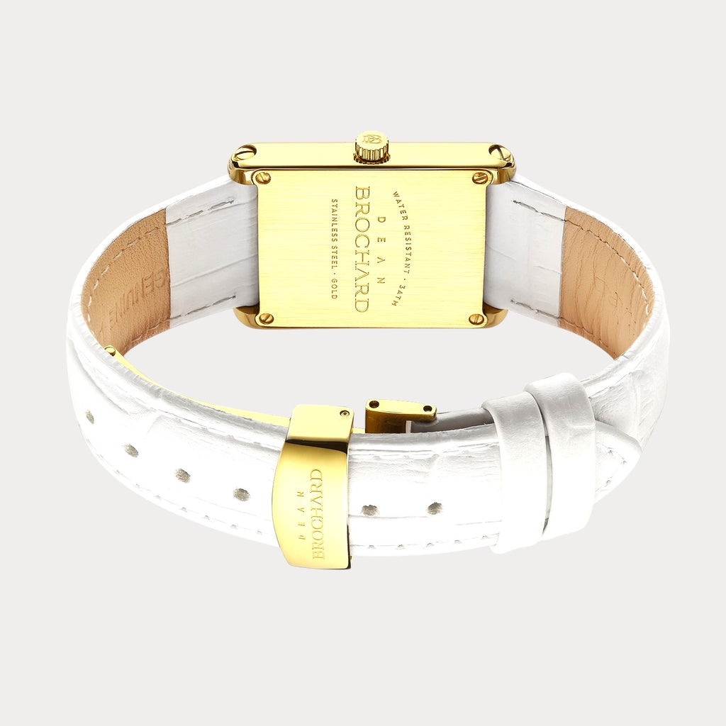 REVEUSE CLASSIQUE GOLD 23MM WITH ENSOLEILLE WHITE  CROCO