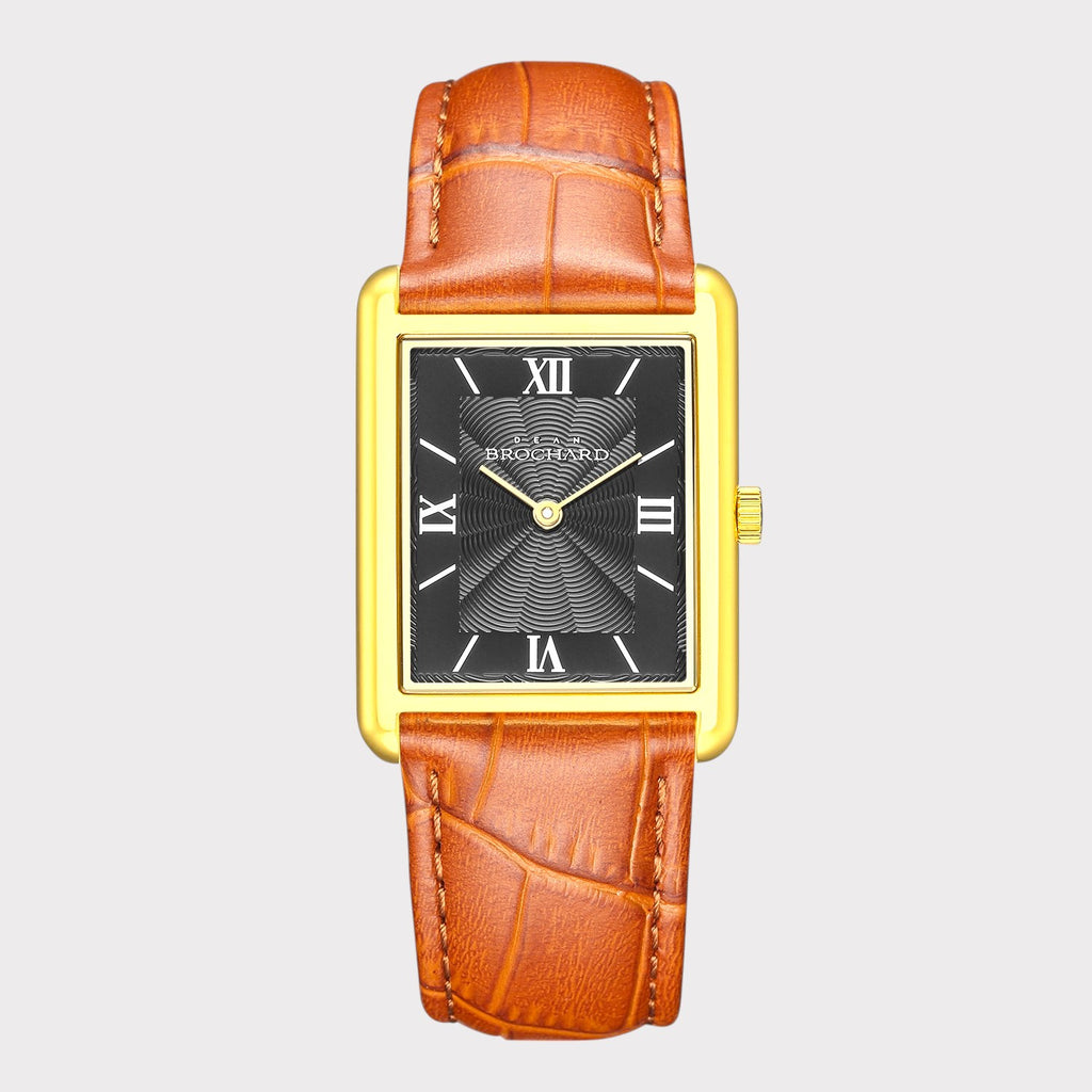 REVEUSE CLASSIQUE GOLD 26MM WITH SAVOUREUX LIGHT BROWN CROCO