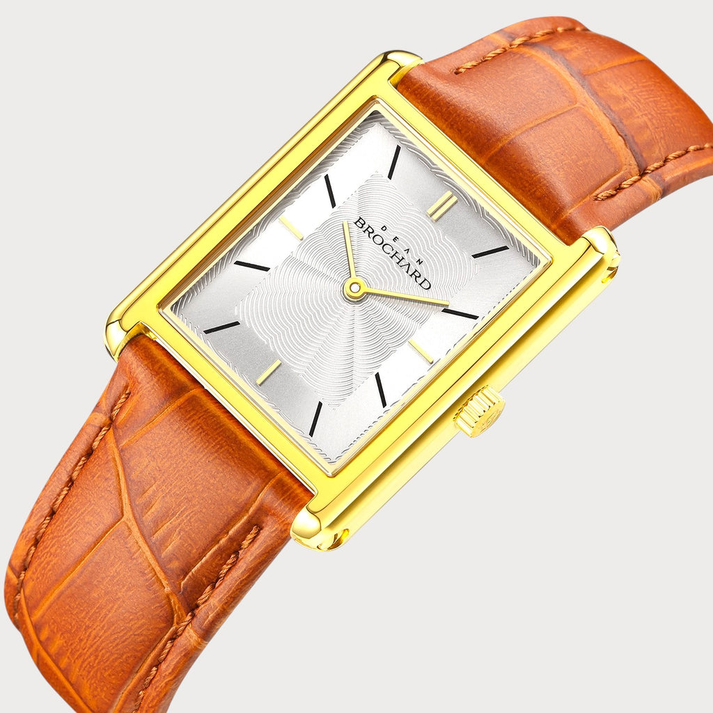 REVEUSE LEGENDE GOLD 23MM WITH SAVOUREUX LIGHT BROWN CROCO