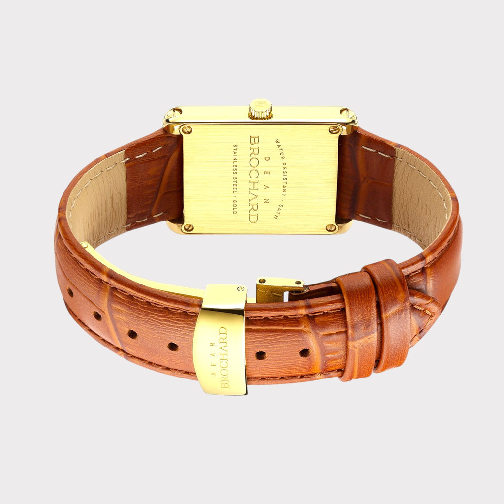 REVEUSE CLASSIQUE GOLD 26MM WITH SAVOUREUX LIGHT BROWN CROCO