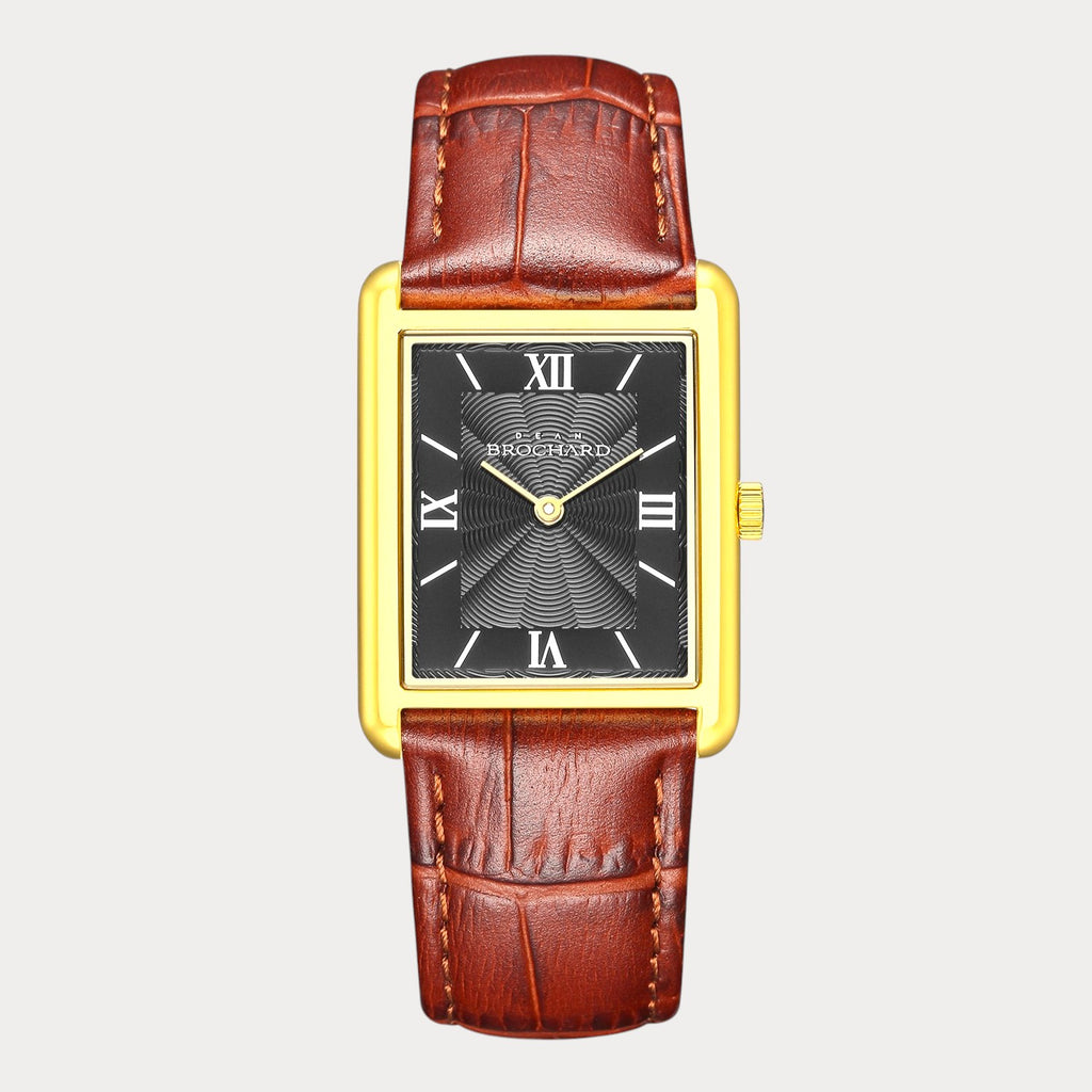 REVEUSE CLASSIQUE GOLD 26MM WITH TENTANT DARK BROWN CROCO