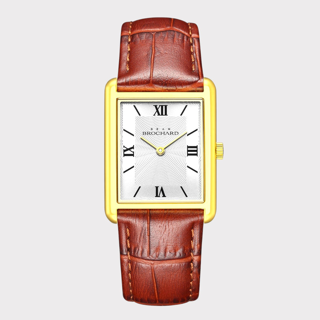 REVEUSE CLASSIQUE GOLD 26MM WITH TENTANT DARK BROWN CROCO