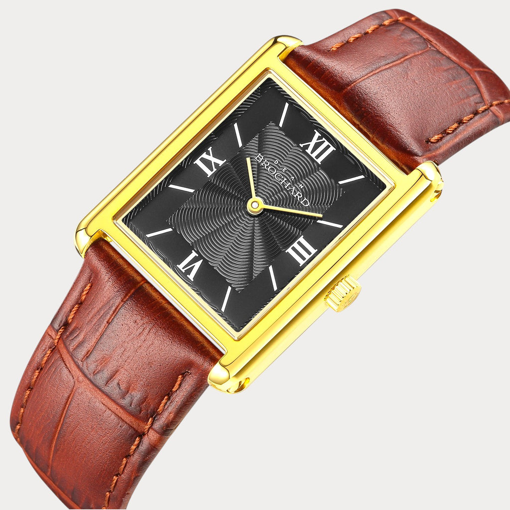 REVEUSE CLASSIQUE GOLD 26MM WITH TENTANT DARK BROWN CROCO