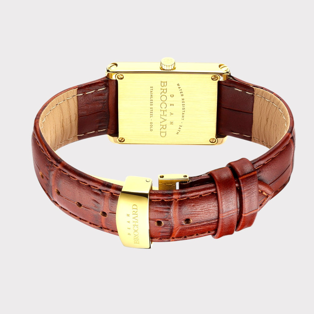 REVEUSE CLASSIQUE GOLD 26MM WITH TENTANT DARK BROWN CROCO