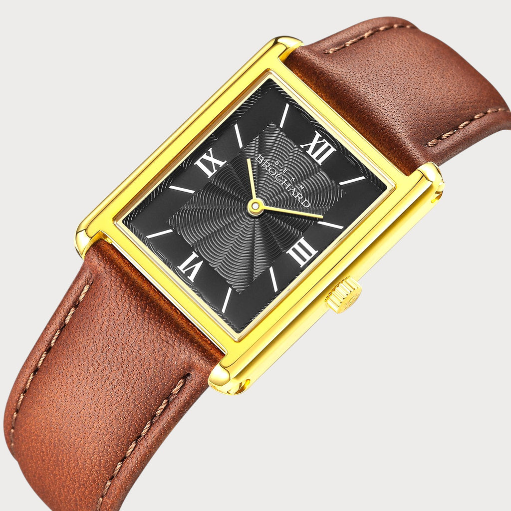 REVEUSE CLASSIQUE GOLD 23MM WITH IRRESISTIBLE DARK BROWN PLAIN