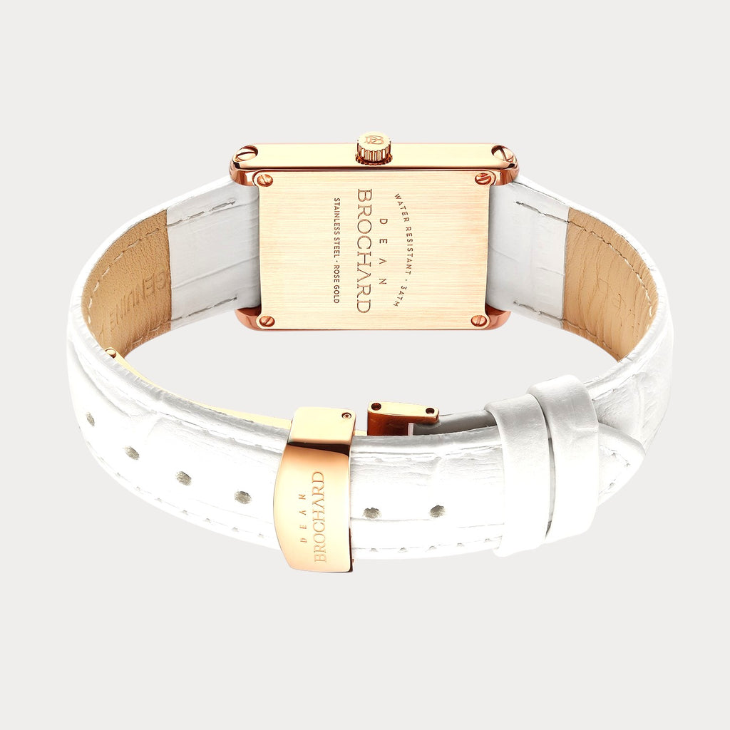 REVEUSE CLASSIQUE ROSE GOLD 23MM WITH ENSOLEILLE WHITE  CROCO