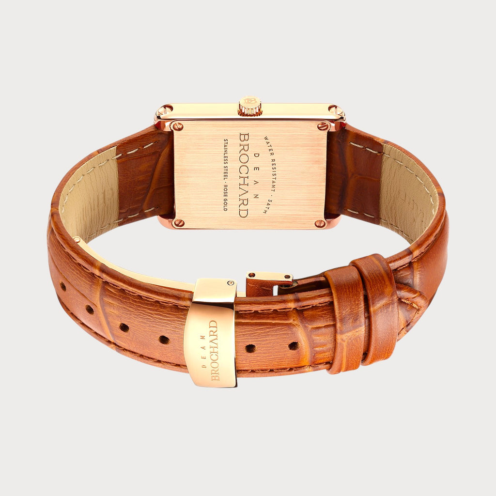 REVEUSE LEGENDE ROSE GOLD 23MM WITH SAVOUREUX LIGHT BROWN CROCO