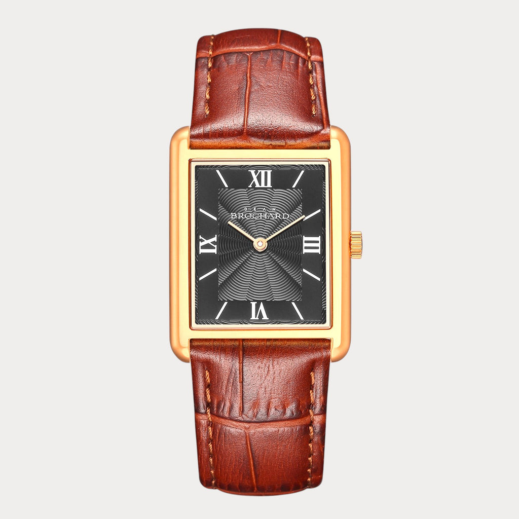 REVEUSE CLASSIQUE ROSE GOLD 26MM WITH TENTANT DARK BROWN CROCO