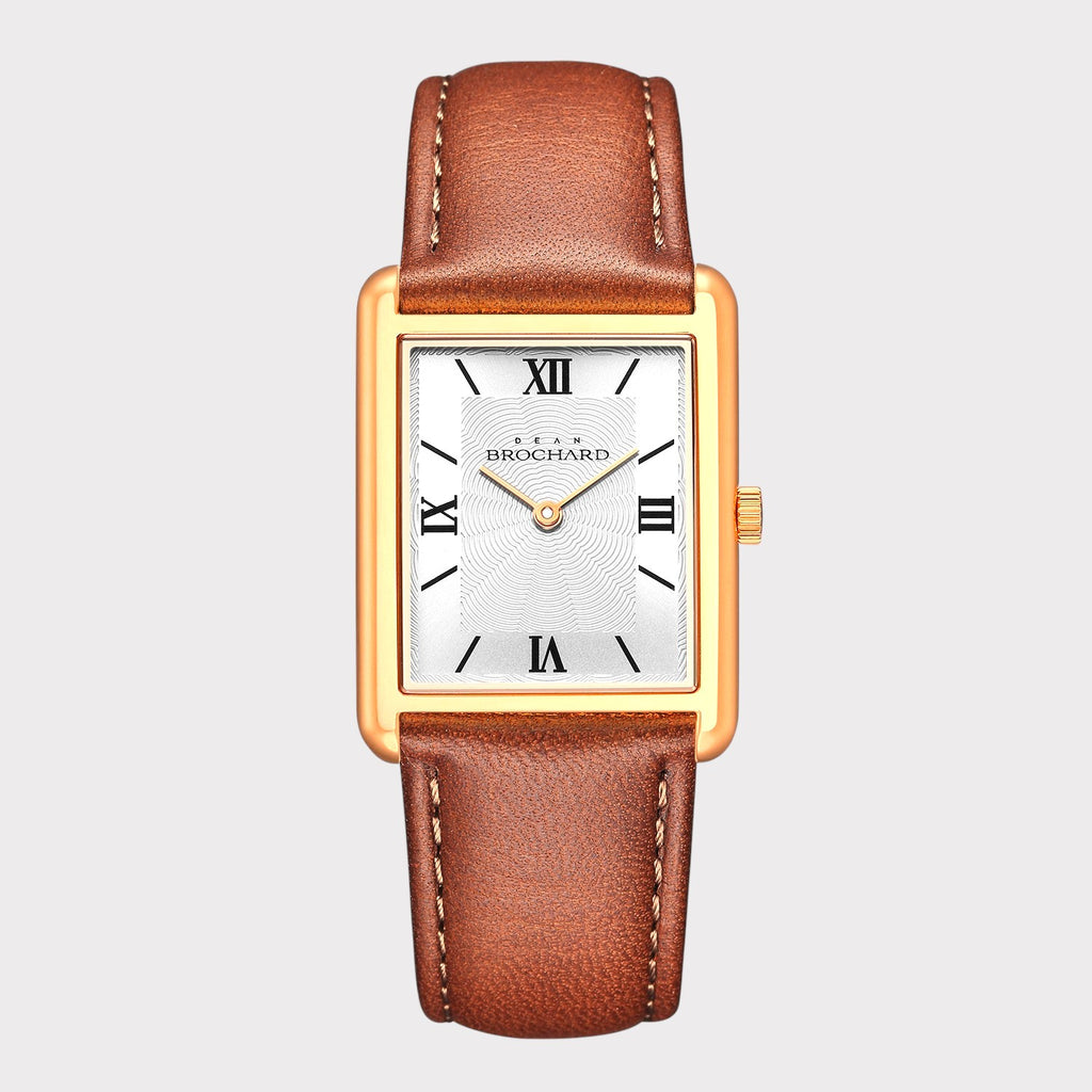 REVEUSE CLASSIQUE ROSE GOLD 26MM WITH  IRRESISTIBLE DARK BROWN PLAIN