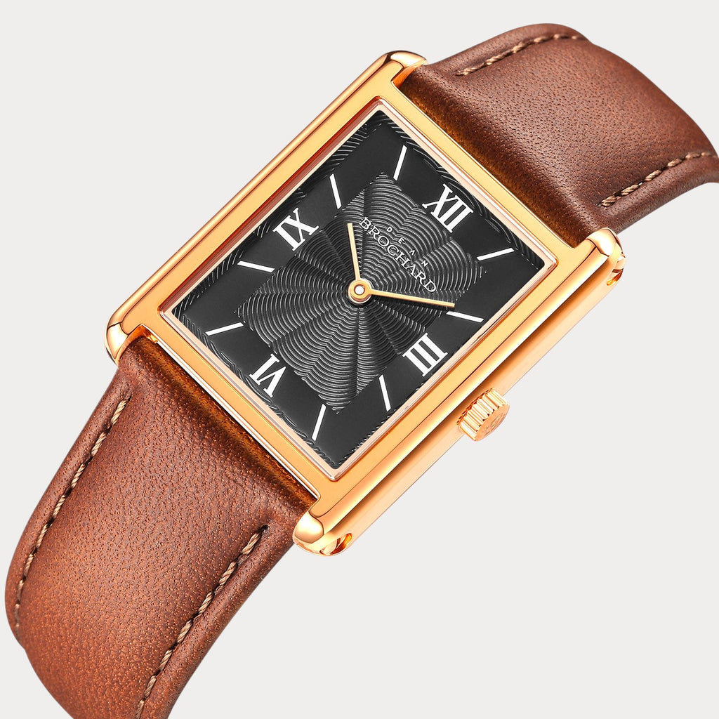 REVEUSE CLASSIQUE ROSE GOLD 26MM WITH  IRRESISTIBLE DARK BROWN PLAIN