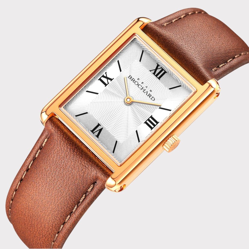 REVEUSE CLASSIQUE ROSE GOLD 26MM WITH  IRRESISTIBLE DARK BROWN PLAIN