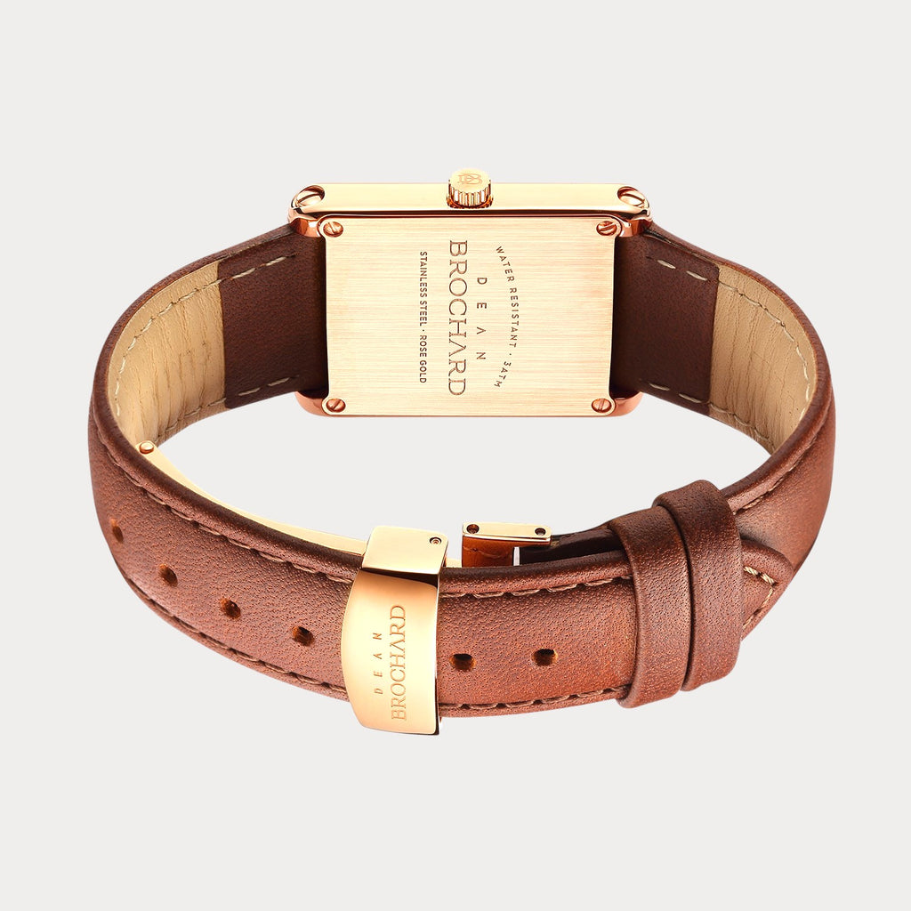 REVEUSE CLASSIQUE ROSE GOLD 26MM WITH  IRRESISTIBLE DARK BROWN PLAIN