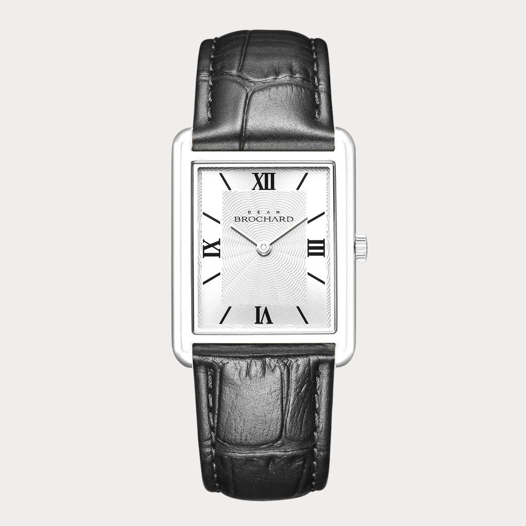 REVEUSE  CLASSIQUE SILVER 23MM WITH MYSTERIEUX BLACK CROCO