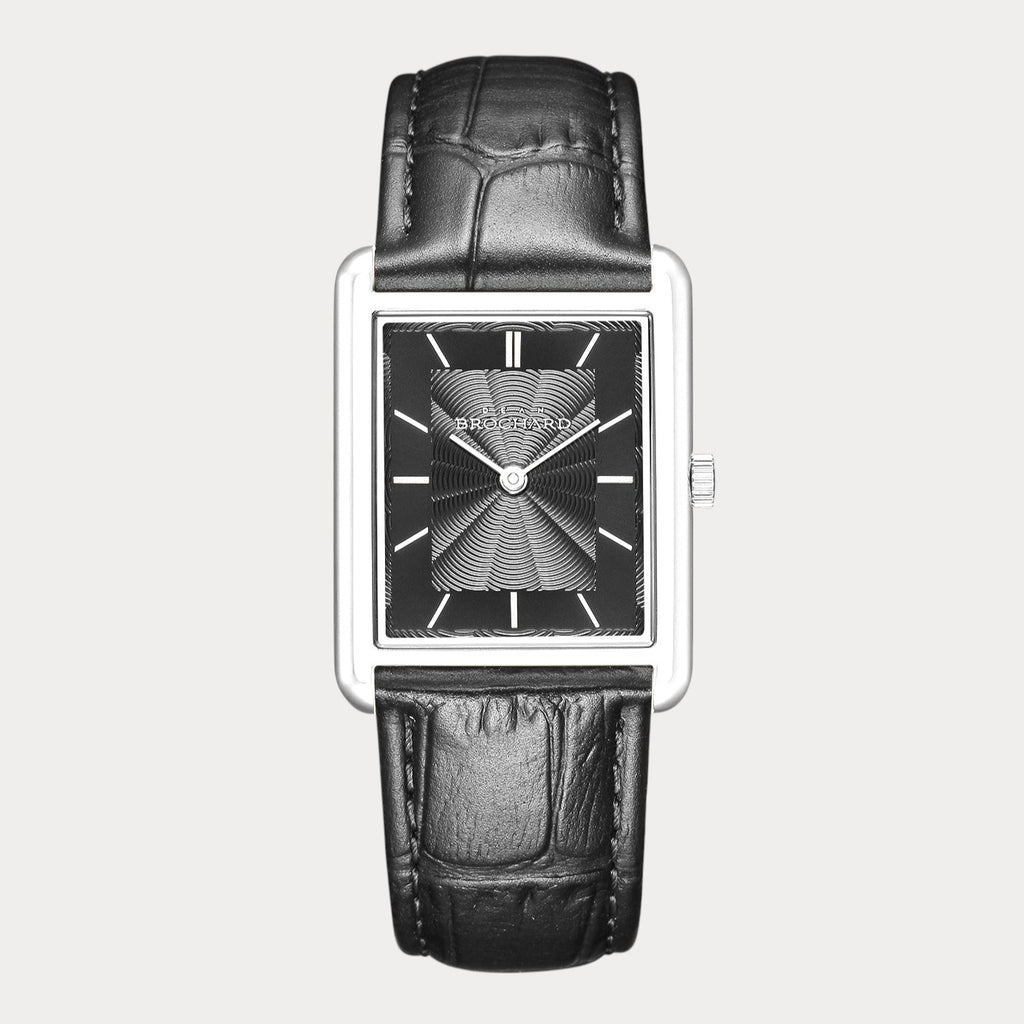 REVEUSE LEGENDE SILVER 23MM WITH MYSTERIEUX BLACK CROCO