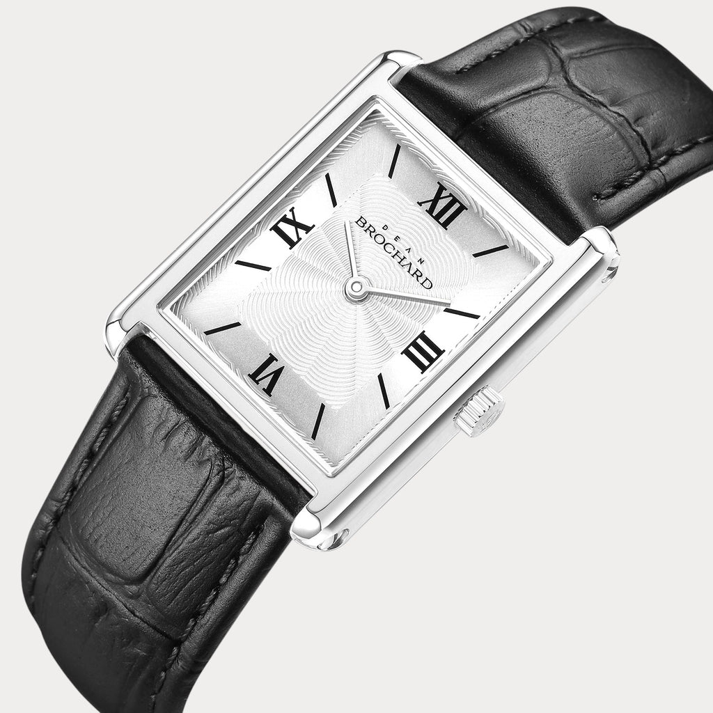 REVEUSE  CLASSIQUE SILVER 23MM WITH MYSTERIEUX BLACK CROCO