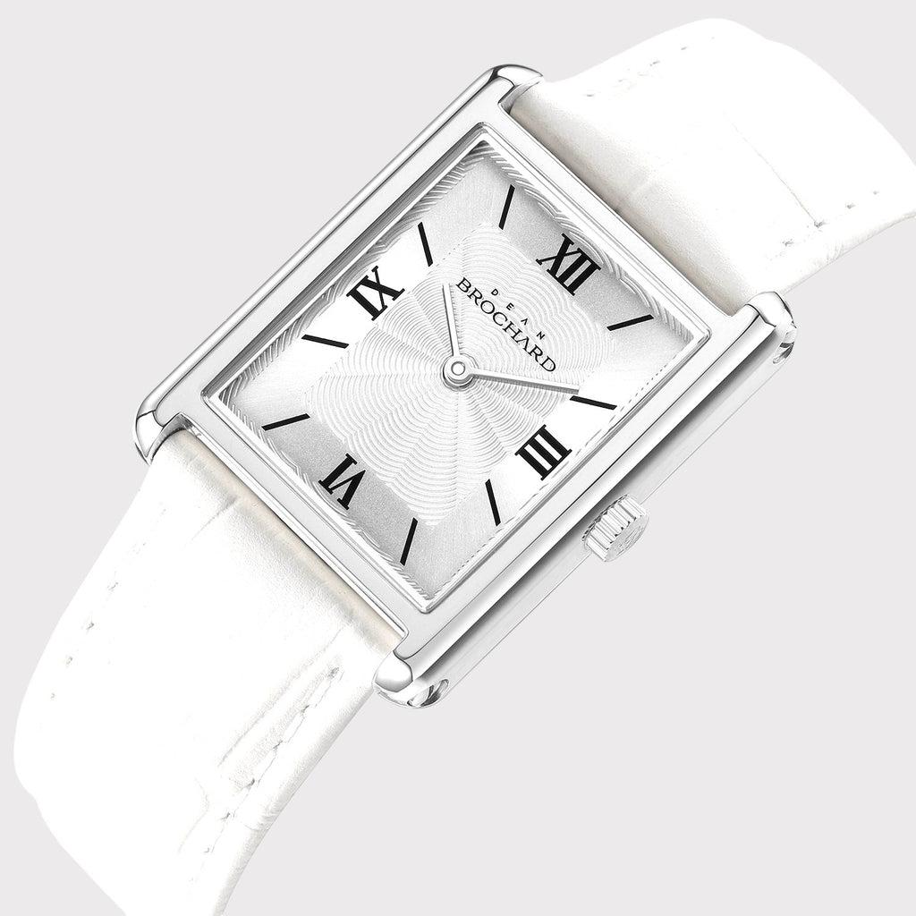 REVEUSE CLASSIQUE SILVER 23MM WITH ENSOLEILLE WHITE  CROCO