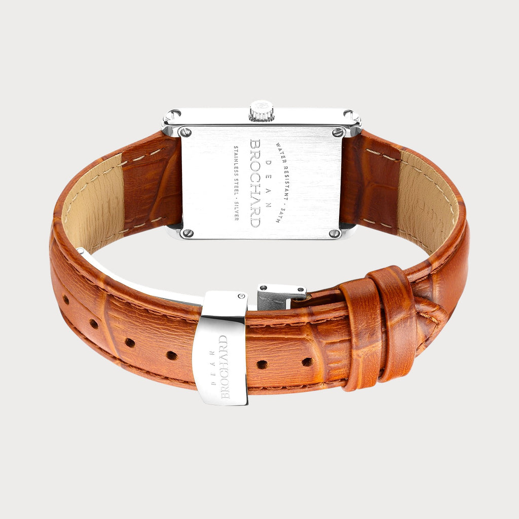 REVEUSE LEGENDE SILVER 23MM WITH SAVOUREUX LIGHT BROWN CROCO