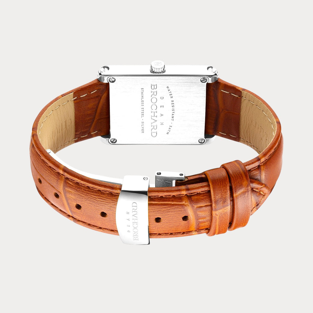 REVEUSE LEGENDE SILVER 26MM WITH SAVOUREUX LIGHT BROWN CROCO