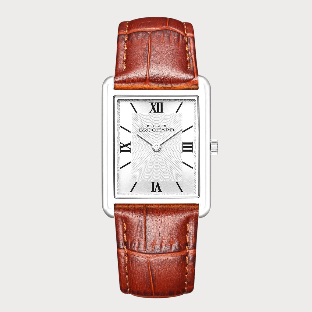 REVEUSE  CLASSIQUE SILVER 23MM WITH TENTANT DARK BROWN CROCO