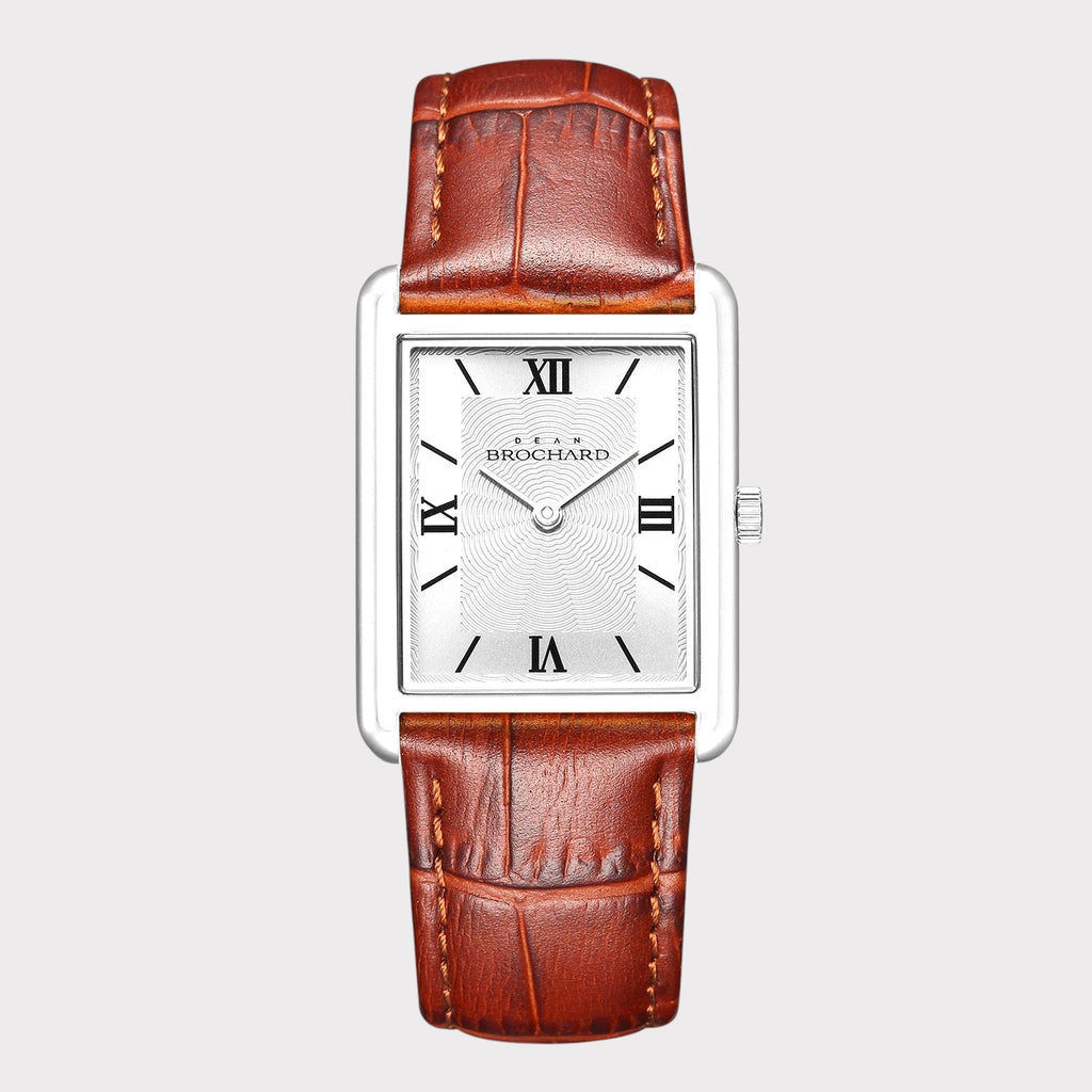 REVEUSE CLASSIQUE SILVER 26MM WITH TENTANT DARK BROWN CROCO