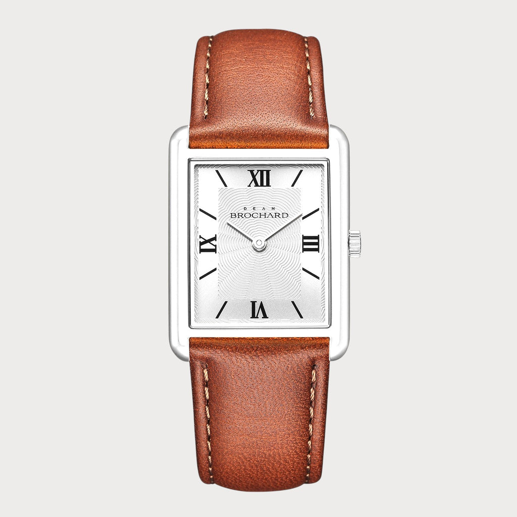 REVEUSE CLASSIQUE SILVER 23MM WITH IRRESISTIBLE DARK BROWN PLAIN